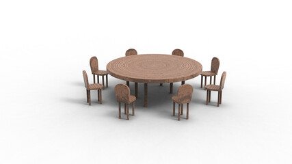 side view of round table 3d render