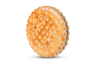 Biscuit round sandwich isolated on white background