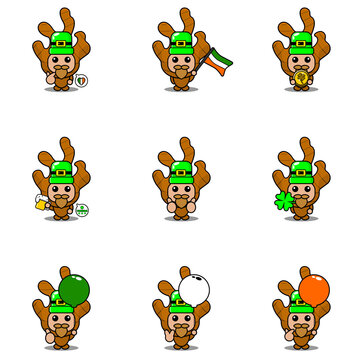 vector cartoon character mascot costume Ginger vegetable set bundle St patrick's day