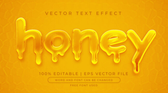 Honey text, liquid 3d editable text effect style