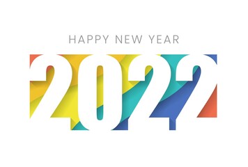 Happy New Year 2022 Horizontal Banner with Colorful Colors