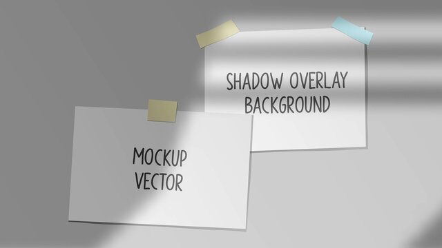 Gradient Shadow of Window Overlay Background with papers and memo stick to the wall