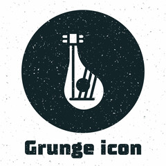 Grunge Ukrainian traditional musical instrument bandura icon isolated on white background. Monochrome vintage drawing. Vector