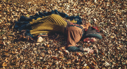 beautiful shamanic woman in the nature.