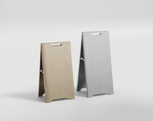 Blank  silver metallic stand board on the empty background