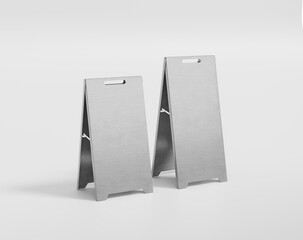 Blank  silver metallic stand board on the empty background