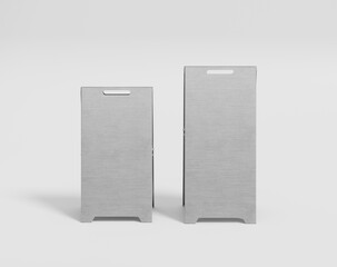 Blank  silver metallic stand board on the empty background