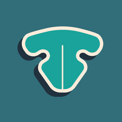 Green Cat nose icon isolated on green background. Long shadow style. Vector