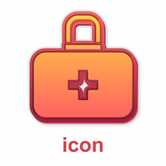 Gold First aid kit icon isolated on white background. Medical box with cross. Medical equipment for emergency. Healthcare concept. Vector