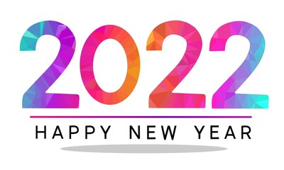 2022 tekstur poligon berwarna-warni abstrak
 selamat Tahun Baru yang Bahagia.  desain grafis terisolasi abstrak.  Dekorasi warna-warni yang kreatif.