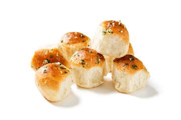 Fresh baked Homemade Garlic Butter Buns. isolated on white background