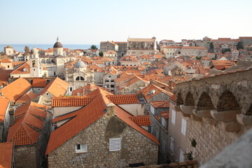 Fototapeta na wymiar Panorama Dubrovnik Old Town roofs. Croatia, Europe.