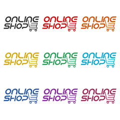 Online store icon isolated on white background, color set