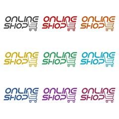 Obraz premium Online store icon isolated on white background, color set