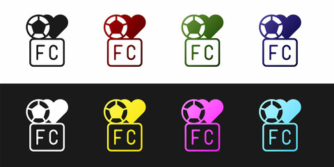 Set Fan club football icon isolated on black and white background. Vector