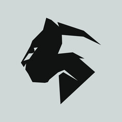 Black panther portrait side view symbol on gray backdrop. Design element © Denis