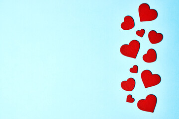 Valentines Day background with red hearts