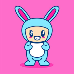cute bunny costume character vector