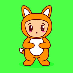 cute fox costume character vector