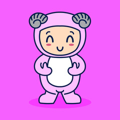 cute sheep costume character vector
