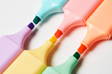 Colorful marker pen on white background