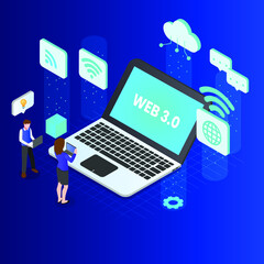 Web 3.0 isometric 3d vector concept for banner, website, illustration, landing page, flyer, etc.