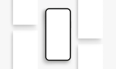 Phone Mockup with Blank Web Pages for Social Media Posts or Apps. Vector Illustration