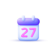 Calendar cross. Calendar 3d vector icon. Vector illustration isolated. Modern vector illustration. Agenda organizer. Calendar deadline