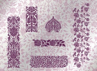 traditional paisley floral pattern, textile , Rajasthan, royal India	