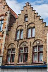 Fototapeta na wymiar Traditional colorful Belgian house facades in Bruges.