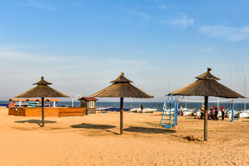 Qinhuangdao City, Hebei Province, China - August 19, 2019: Beidaihe seaside scenery in Qinhuangdao.