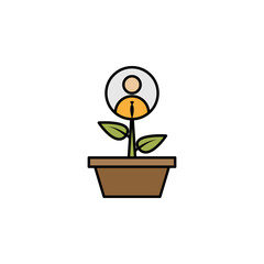 Growth, flower, career colored icon. Can be used for web, logo, mobile app, UI, UX