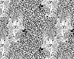 seamless black and white leopard pattern