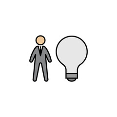 Bulb, idea, worker colored icon. Can be used for web, logo, mobile app, UI, UX
