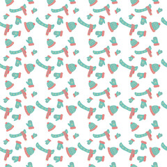 Christmas pattern of winter clothes