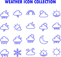 Doodle Weather Icons flat vector collection set