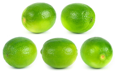 Lime. Fresh citrus fruit isolated on white background. Collection.