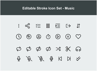 set of thin icons about music app. vector icons