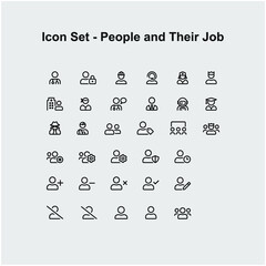 thin icon set about people jobs. vector icons