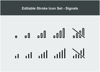 set of thin and black icons about signals. suitable for web. vector icons