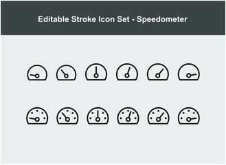 set of thin icons about speedometer with various speed sign. vector icons