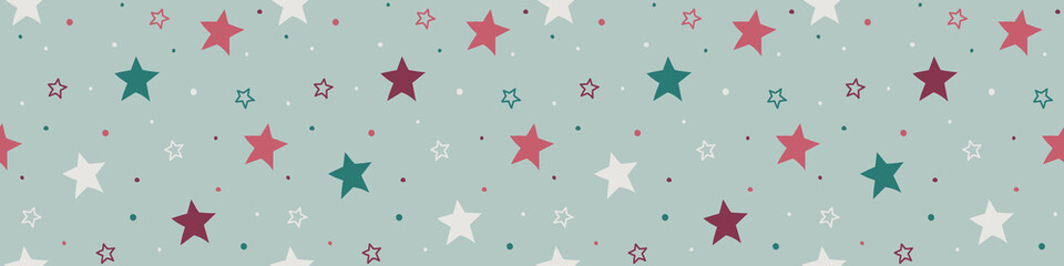 Christmas pattern with stars. Xmas wrapping paper concept. Banner. Vector