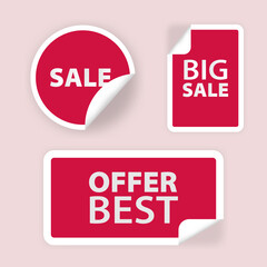A set of stickers, stickers and badges for promotions, special offer, new collection, discounts. Vector illustration