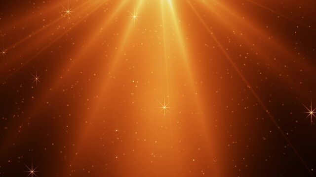 Christmas background falling dark golden stars and dust particles. Seamless loop 4K	