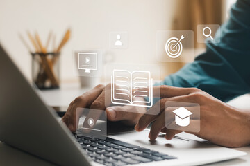 e-learning concept, webinar online, education on the internet.	