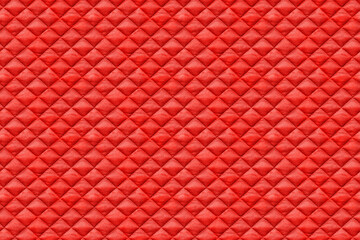 Seamless texture of red quilted fabric, cloth sewn into the cell, stitching. Texture of the blanket, red textile - 473118345