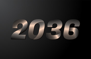 2036 year logotype, 2036 new year vector isolated on black background