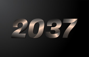 2037 year logotype, 2037 new year vector isolated on black background