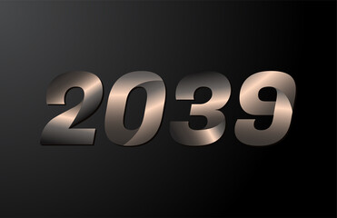 2039 year logotype, 2039 new year vector isolated on black background