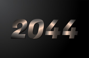 2044 year logotype, 2044 new year vector isolated on black background
